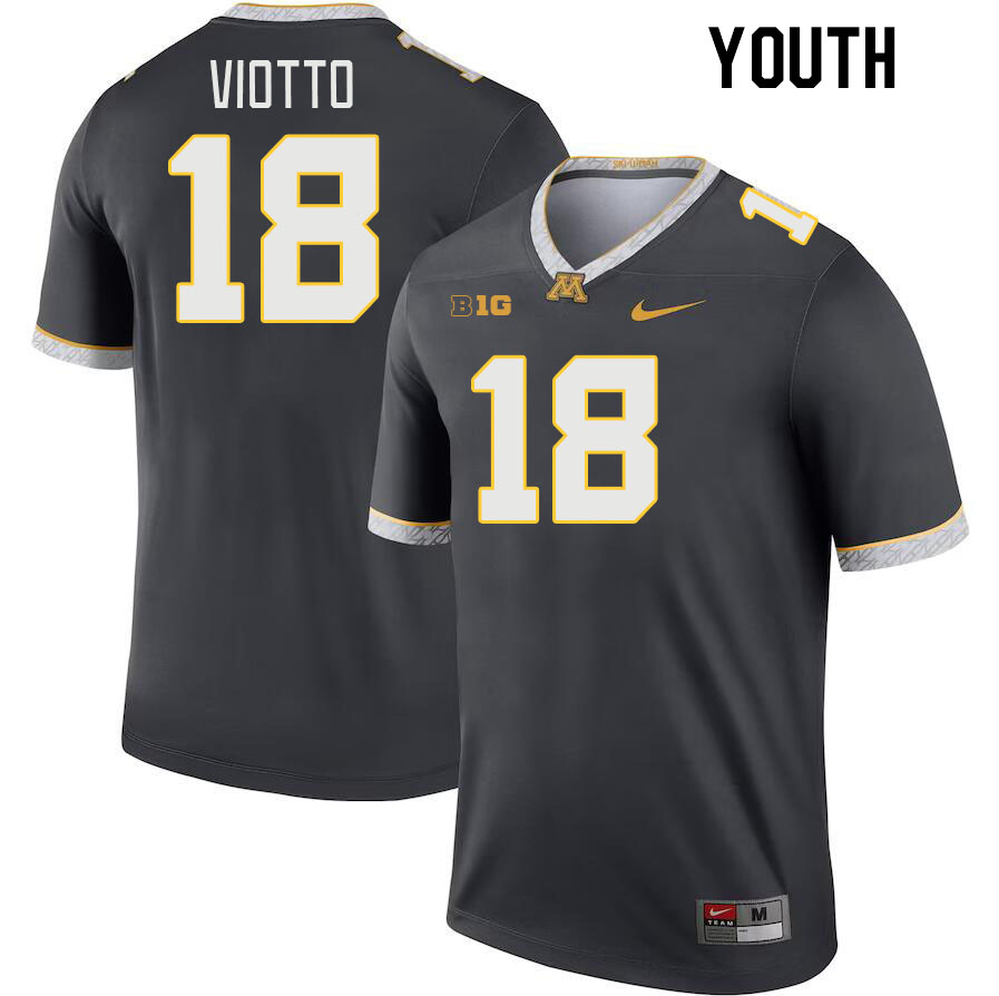 Youth #18 Drew Viotto Minnesota Golden Gophers College Football Jerseys Stitched-Charcoal - Click Image to Close